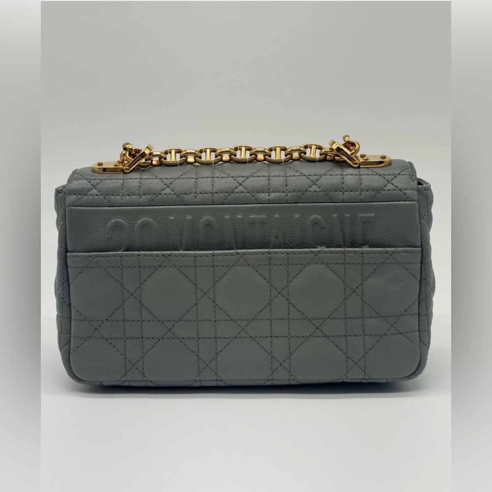 Dior Caro Small Stone Gray Cannage Calfskin Leather Shoulder Bag - Picture 12 of 15